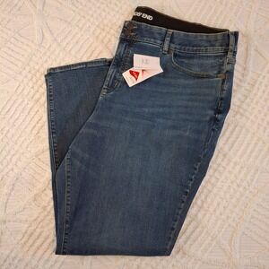 NWT Lands End Women's Size 26W Jeans Zip &‎ Elastic Waist Control Panel Straight